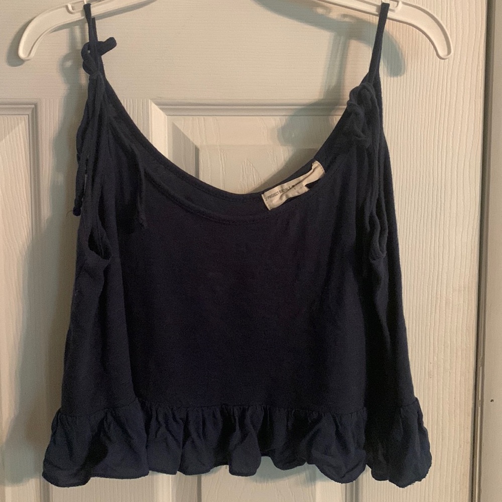 Blue cropped Flowey shirt from urban outfitters size small